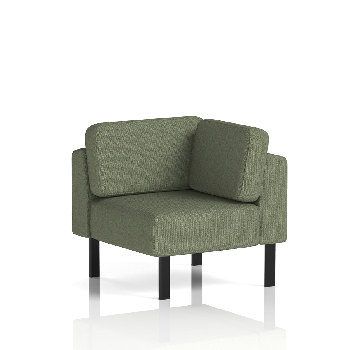 Commercial Modular Seating – Corner Unit with Legs – Crib 5 Main Line Flax - Monument Black - Industrious Decor