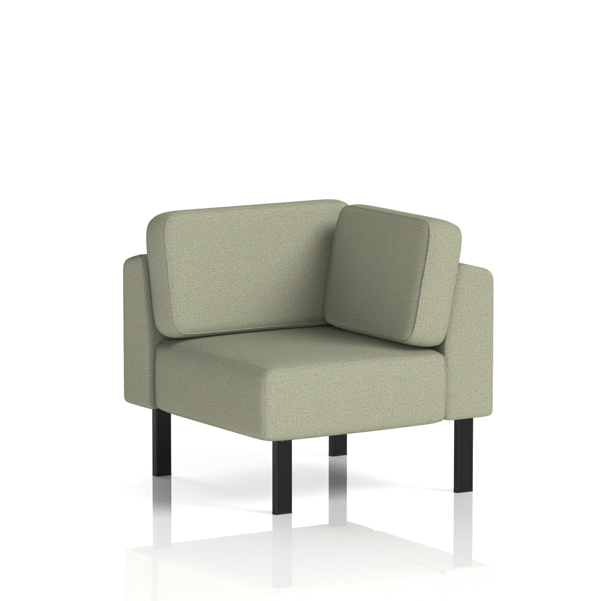 Commercial Modular Seating – Corner Unit with Legs – Crib 5 Main Line Flax - Newbury Black - Industrious Decor