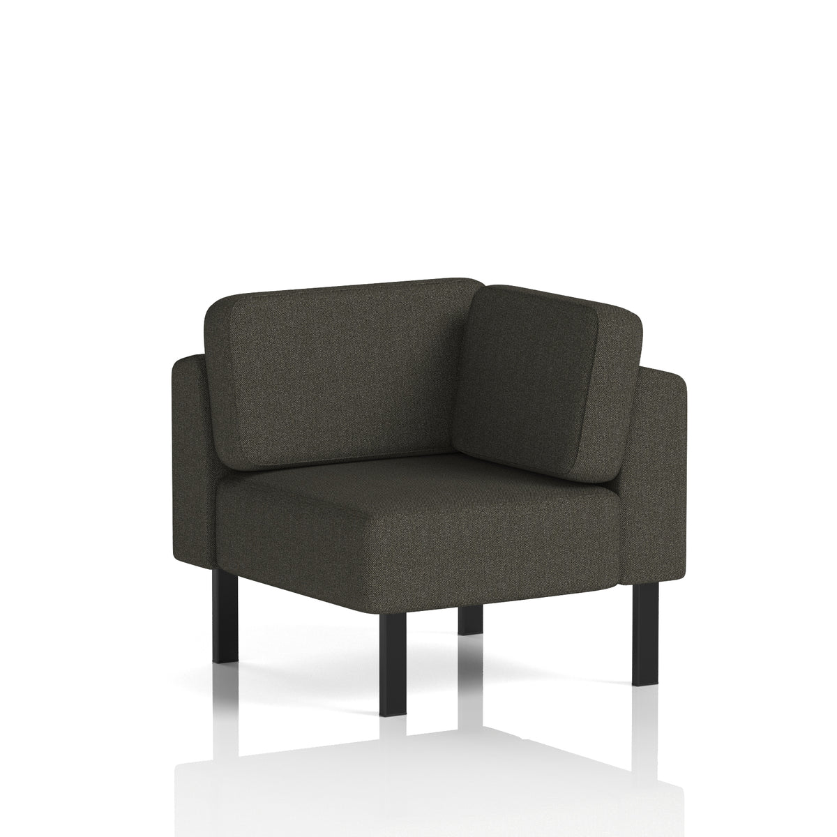 Commercial Modular Seating – Corner Unit with Legs – Crib 5 Main Line Flax - Temple Black - Industrious Decor