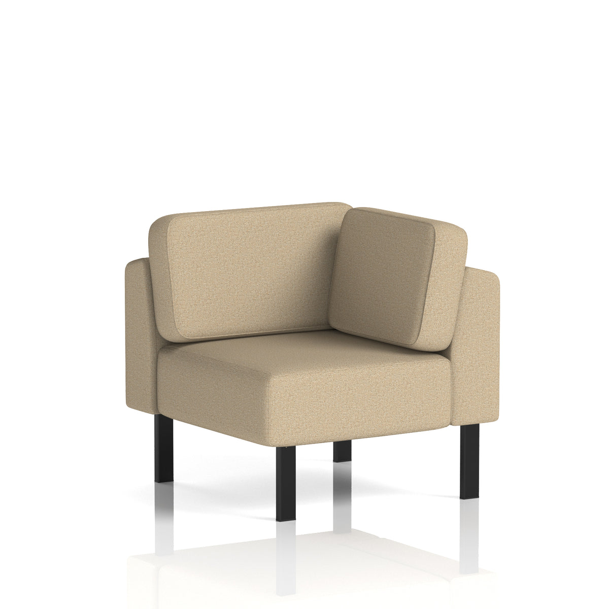 Commercial Modular Seating – Corner Unit with Legs – Crib 5 Main Line Flax - Upminster Black - Industrious Decor