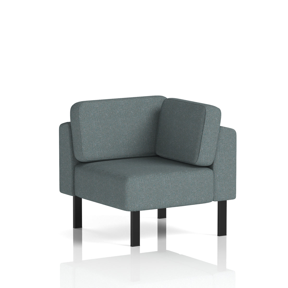 Commercial Modular Seating – Corner Unit with Legs – Crib 5 Main Line Flax - Westminster Black - Industrious Decor