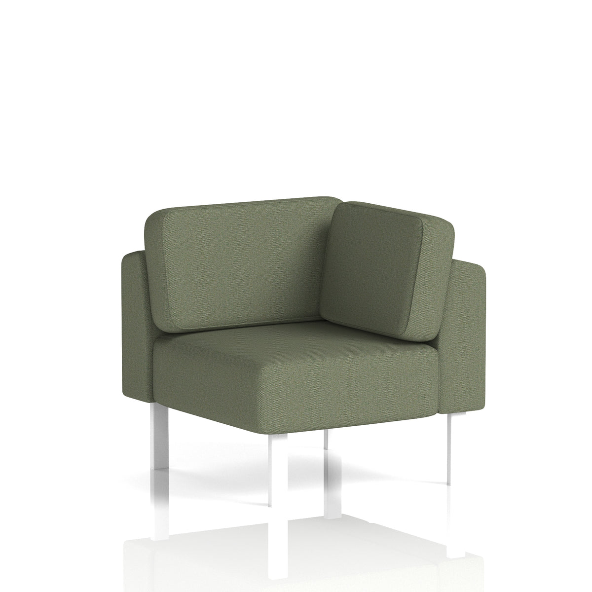 Commercial Modular Seating – Corner Unit with Legs – Crib 5 Main Line Flax - Monument White - Industrious Decor