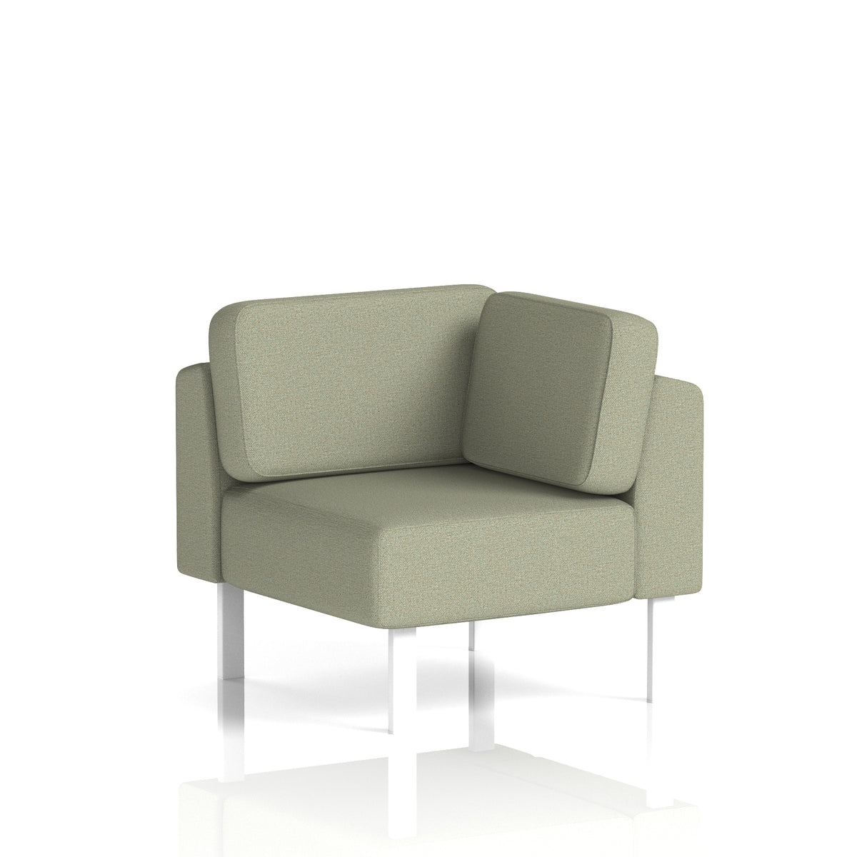 Commercial Modular Seating – Corner Unit with Legs – Crib 5 Main Line Flax - Newbury White - Industrious Decor