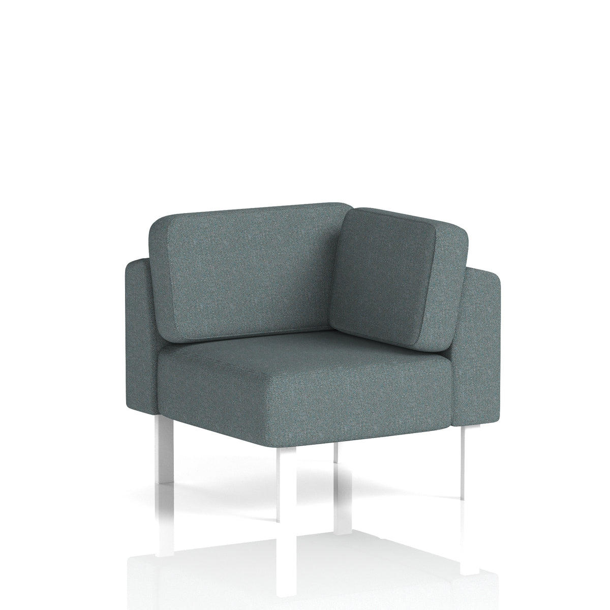 Commercial Modular Seating – Corner Unit with Legs – Crib 5 Main Line Flax - Westminster White - Industrious Decor