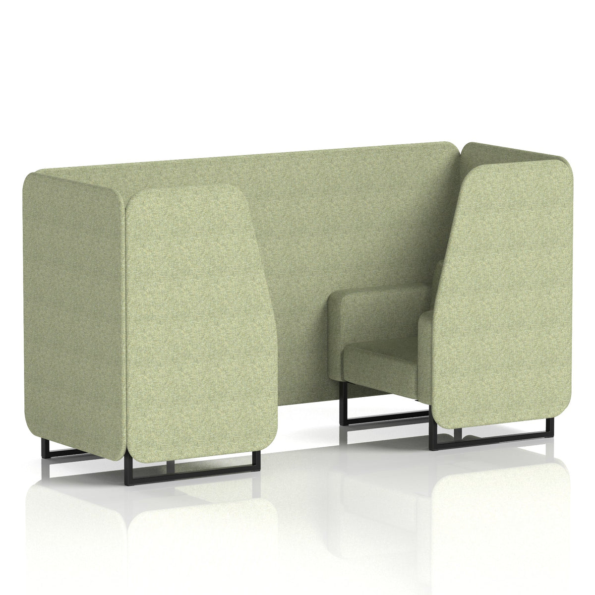 Commercial 2 Seater Privacy Booth – Single Tone – Crib 5 Rivet - Burnish Panels And Sofa Black - Industrious Decor