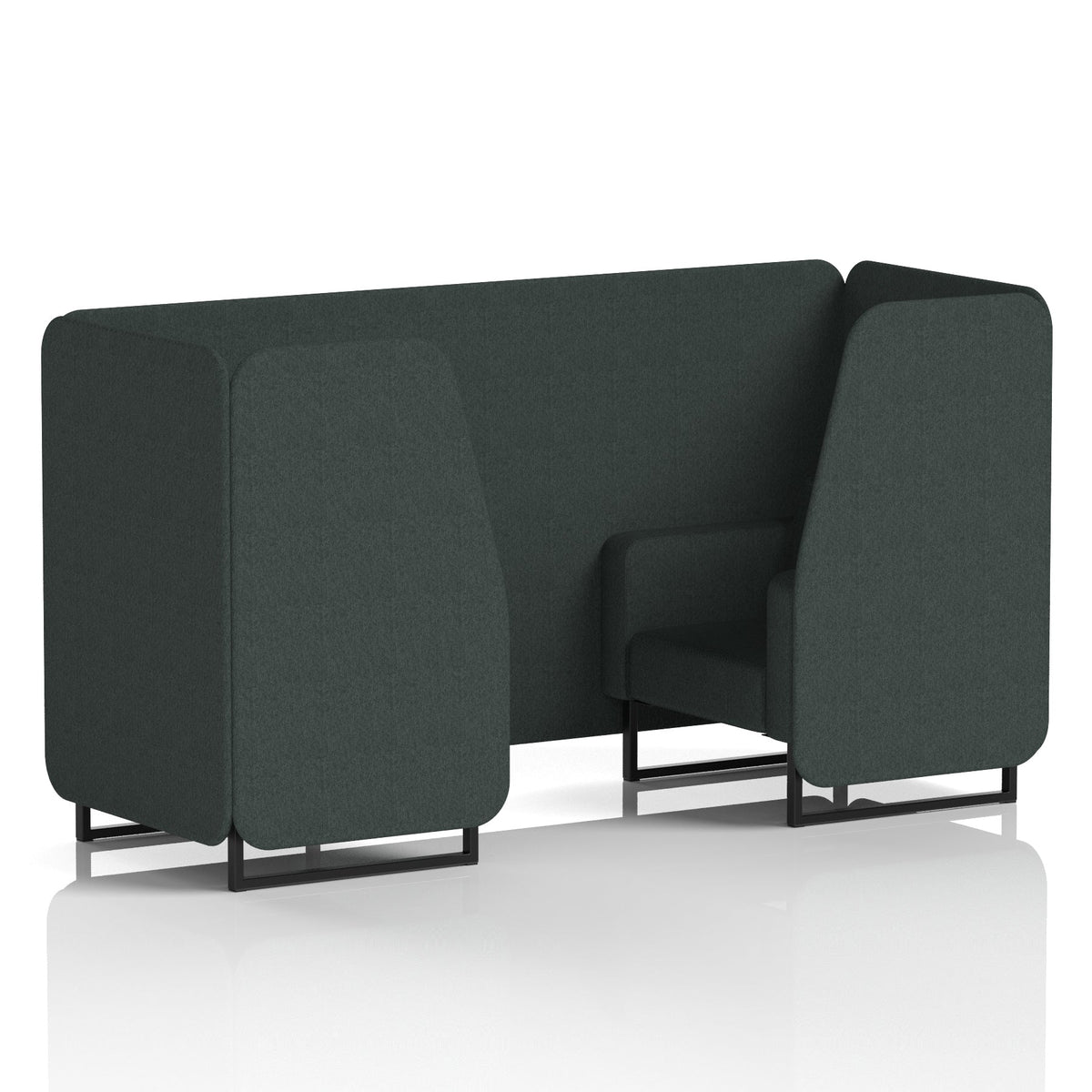 Commercial 2 Seater Privacy Booth – Single Tone – Crib 5 Rivet - Charcoal Panels And Sofa Black - Industrious Decor