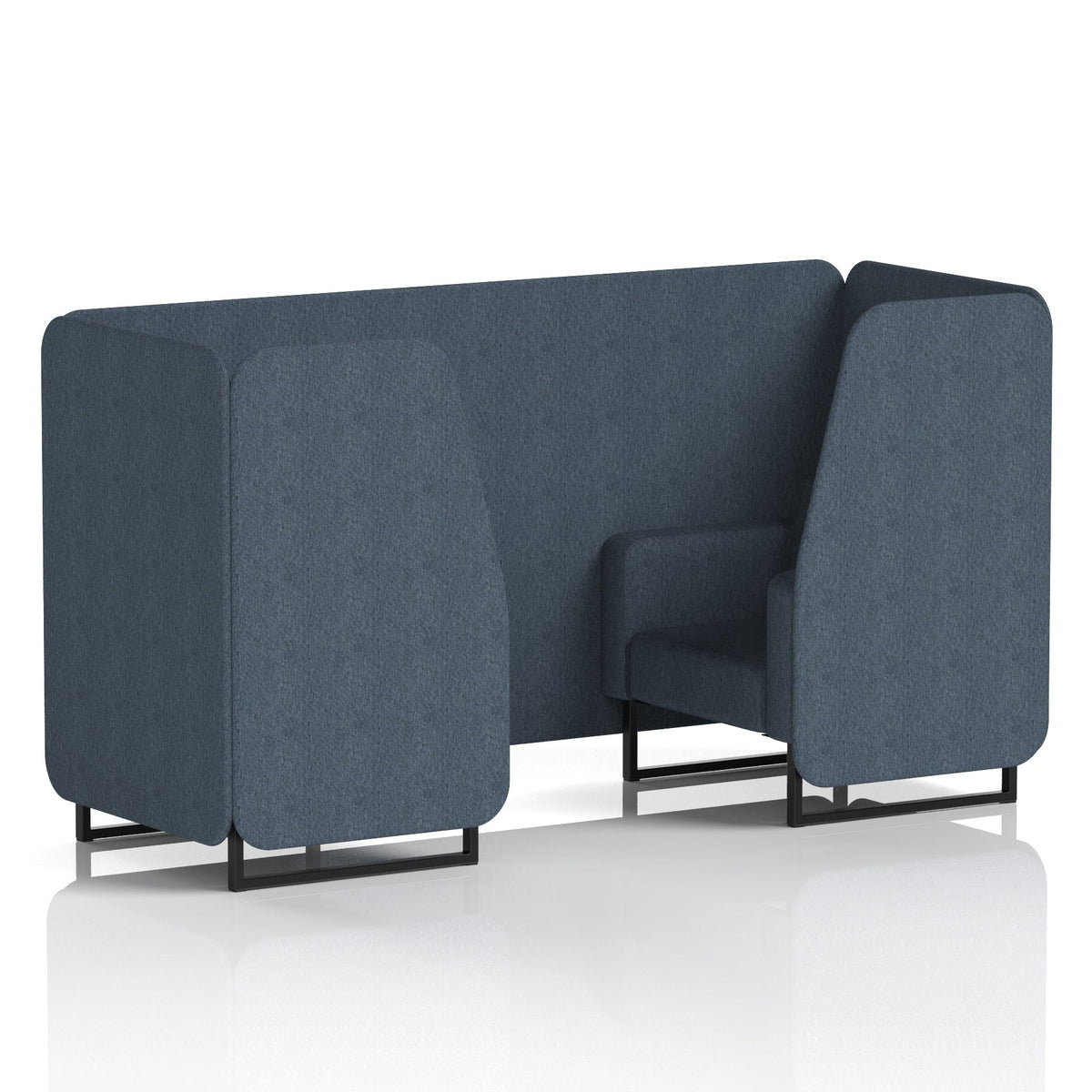 Commercial 2 Seater Privacy Booth – Single Tone – Crib 5 Rivet - Crucible Panels And Sofa Black - Industrious Decor