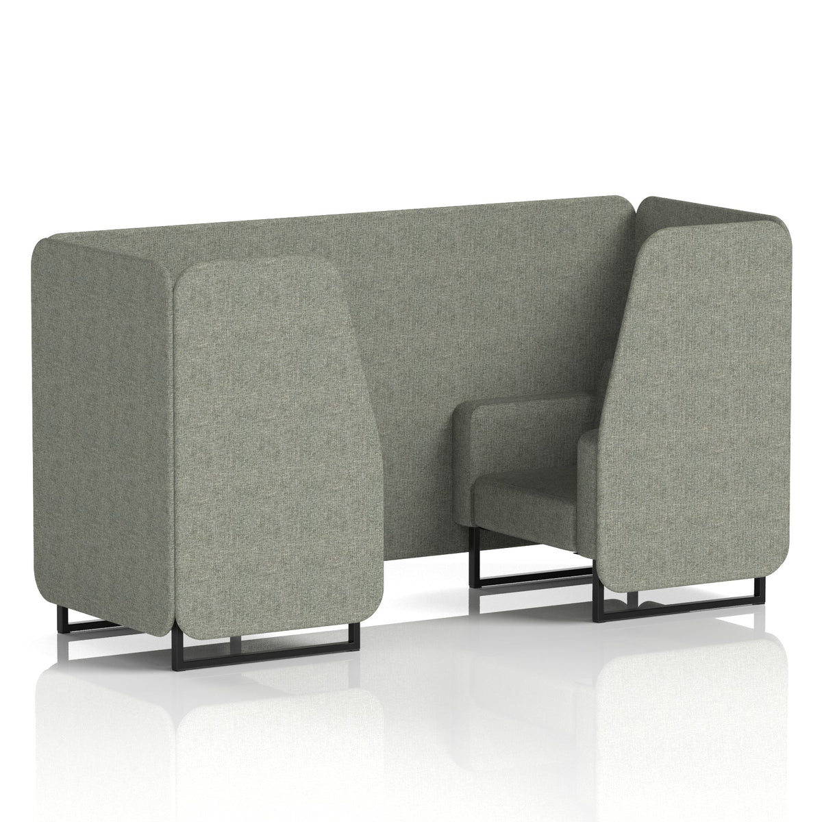 Commercial 2 Seater Privacy Booth – Single Tone – Crib 5 Rivet - Vitreous Panels And Sofa Black - Industrious Decor