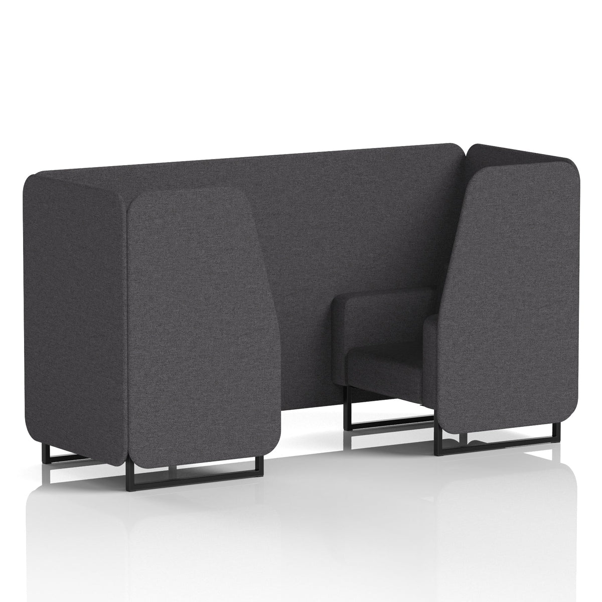 Commercial 2 Seater Privacy Booth – Single Tone – Crib 5 X2 - Arithmetic Panels And Sofa Black - Industrious Decor