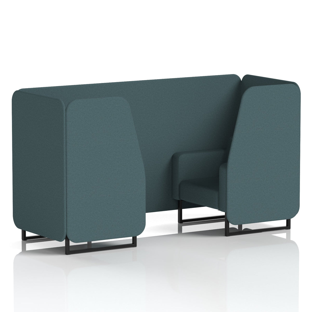 Commercial 2 Seater Privacy Booth – Single Tone – Crib 5 X2 - Polygon Panels And Sofa Black - Industrious Decor