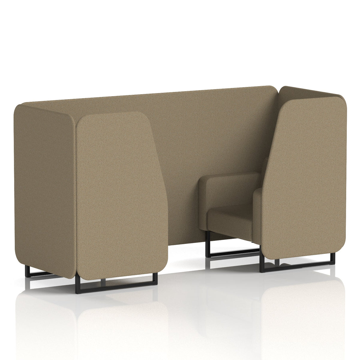 Commercial 2 Seater Privacy Booth – Single Tone – Crib 5 Main Line Flax - Bank Panels And Sofa Black - Industrious Decor