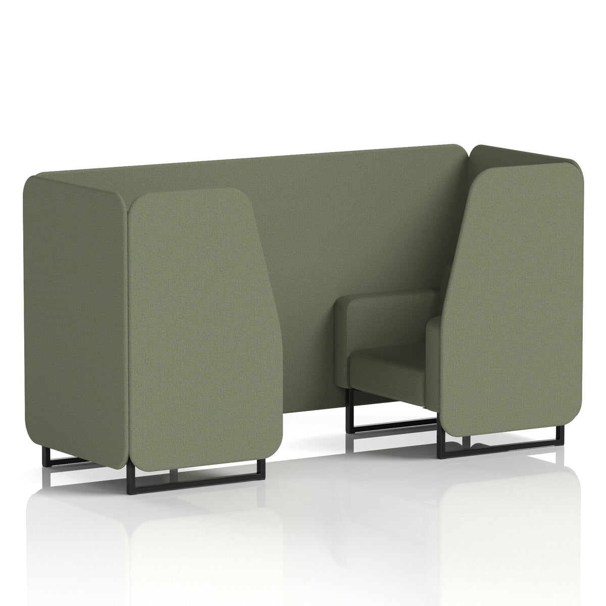 Commercial 2 Seater Privacy Booth – Single Tone – Crib 5 Main Line Flax - Monument Panels And Sofa Black - Industrious Decor