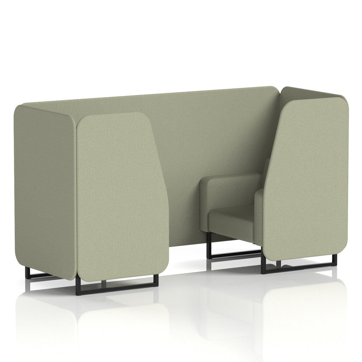 Commercial 2 Seater Privacy Booth – Single Tone – Crib 5 Main Line Flax - Newbury Panels And Sofa Black - Industrious Decor