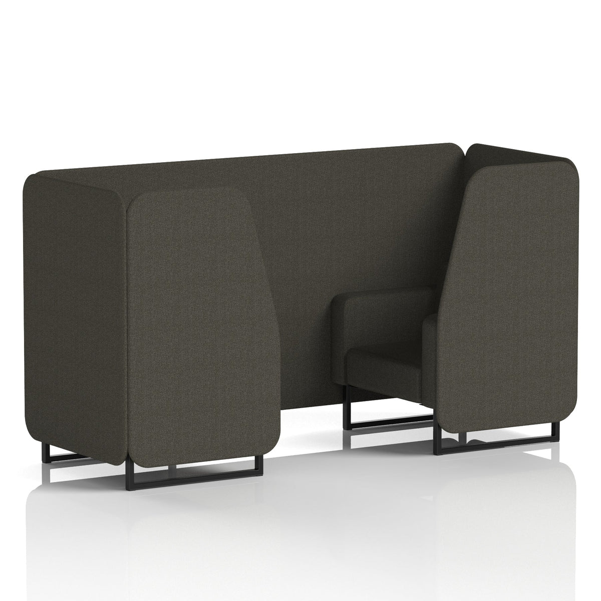 Commercial 2 Seater Privacy Booth – Single Tone – Crib 5 Main Line Flax - Temple Panels And Sofa Black - Industrious Decor