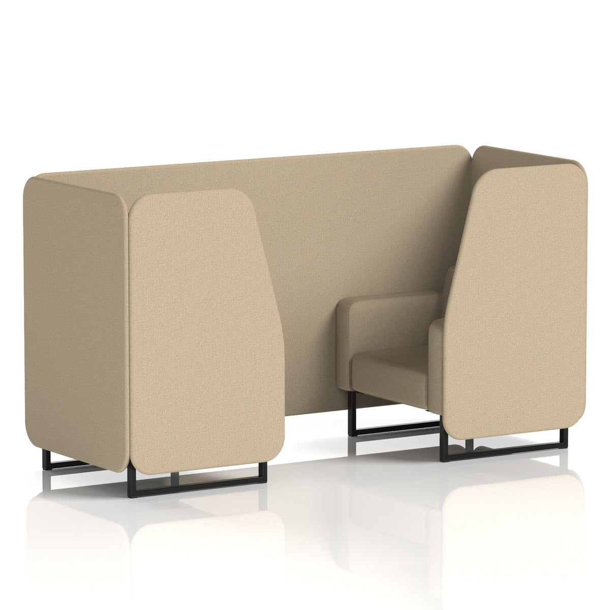 Commercial 2 Seater Privacy Booth – Single Tone – Crib 5 Main Line Flax - Upminster Panels And Sofa Black - Industrious Decor