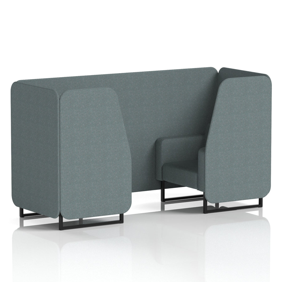 Commercial 2 Seater Privacy Booth – Single Tone – Crib 5 Main Line Flax - Westminster Panels And Sofa Black - Industrious Decor