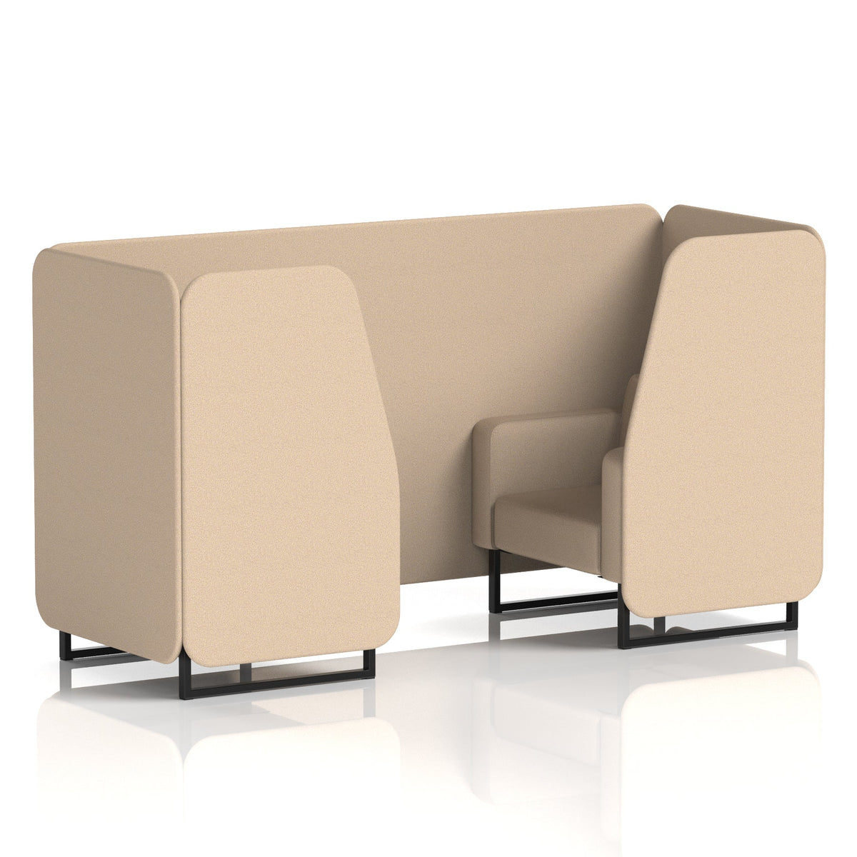 Commercial 2 Seater Privacy Booth – Single Tone – Crib 5 Synergy - Affix Panels And Sofa Black - Industrious Decor