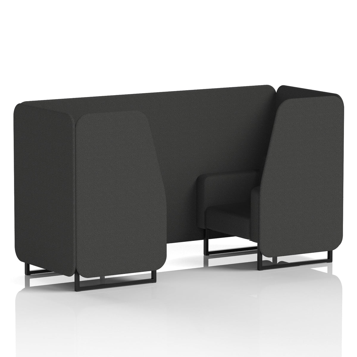 Commercial 2 Seater Privacy Booth – Single Tone – Crib 5 Synergy - Mix Panels And Sofa Black - Industrious Decor
