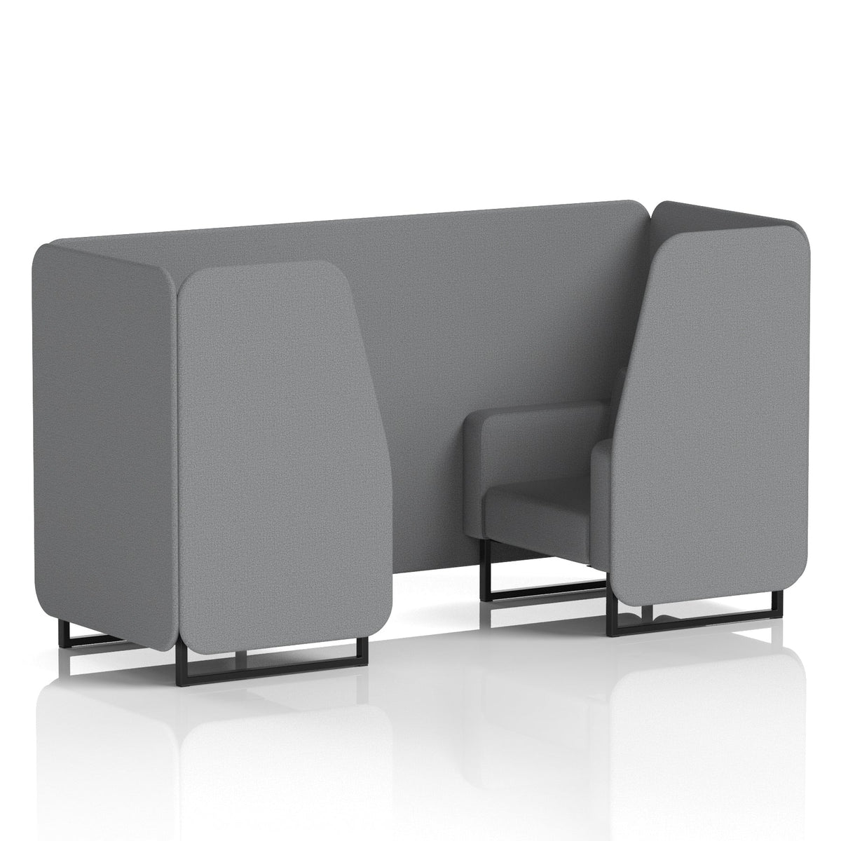 Commercial 2 Seater Privacy Booth – Single Tone – Crib 5 Synergy - Partner Panels And Sofa Black - Industrious Decor