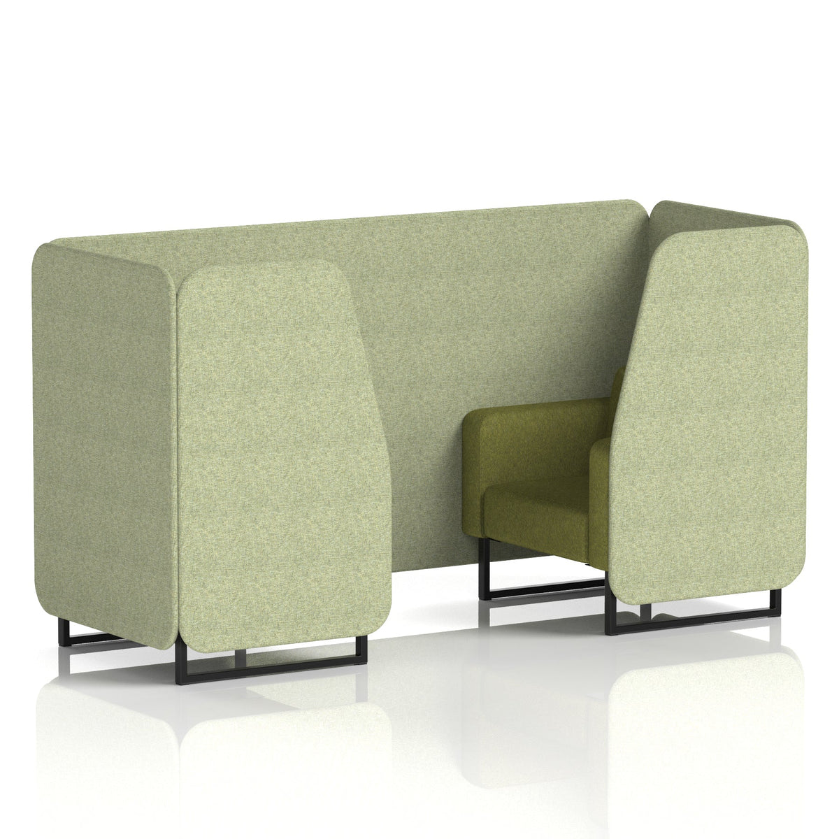 Commercial 2 Seater Privacy Booth – Two Tone – Crib 5 Rivet - Burnish Panels And Olive Sofa Black - Industrious Decor