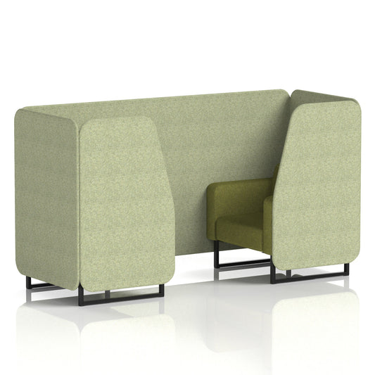 Commercial 2 Seater Privacy Booth – Two Tone – Crib 5 Rivet - Burnish Panels And Olive Sofa Black - Industrious Decor
