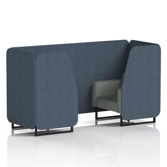 Commercial 2 Seater Privacy Booth – Two Tone – Crib 5 Rivet - Crucible Panels And Prime Sofa Black - Industrious Decor