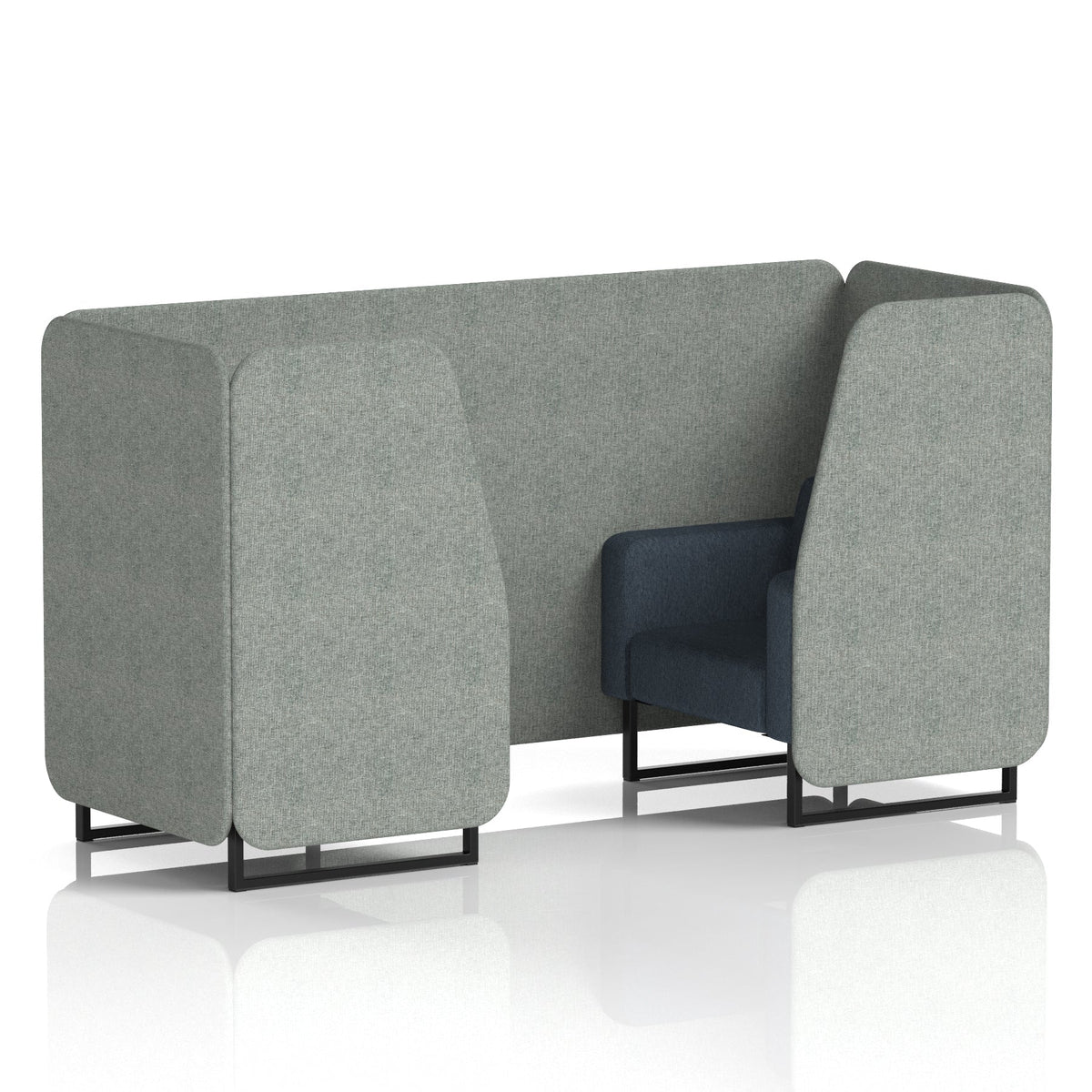 Commercial 2 Seater Privacy Booth – Two Tone – Crib 5 Rivet - Prime Panels And Crucible Sofa Black - Industrious Decor