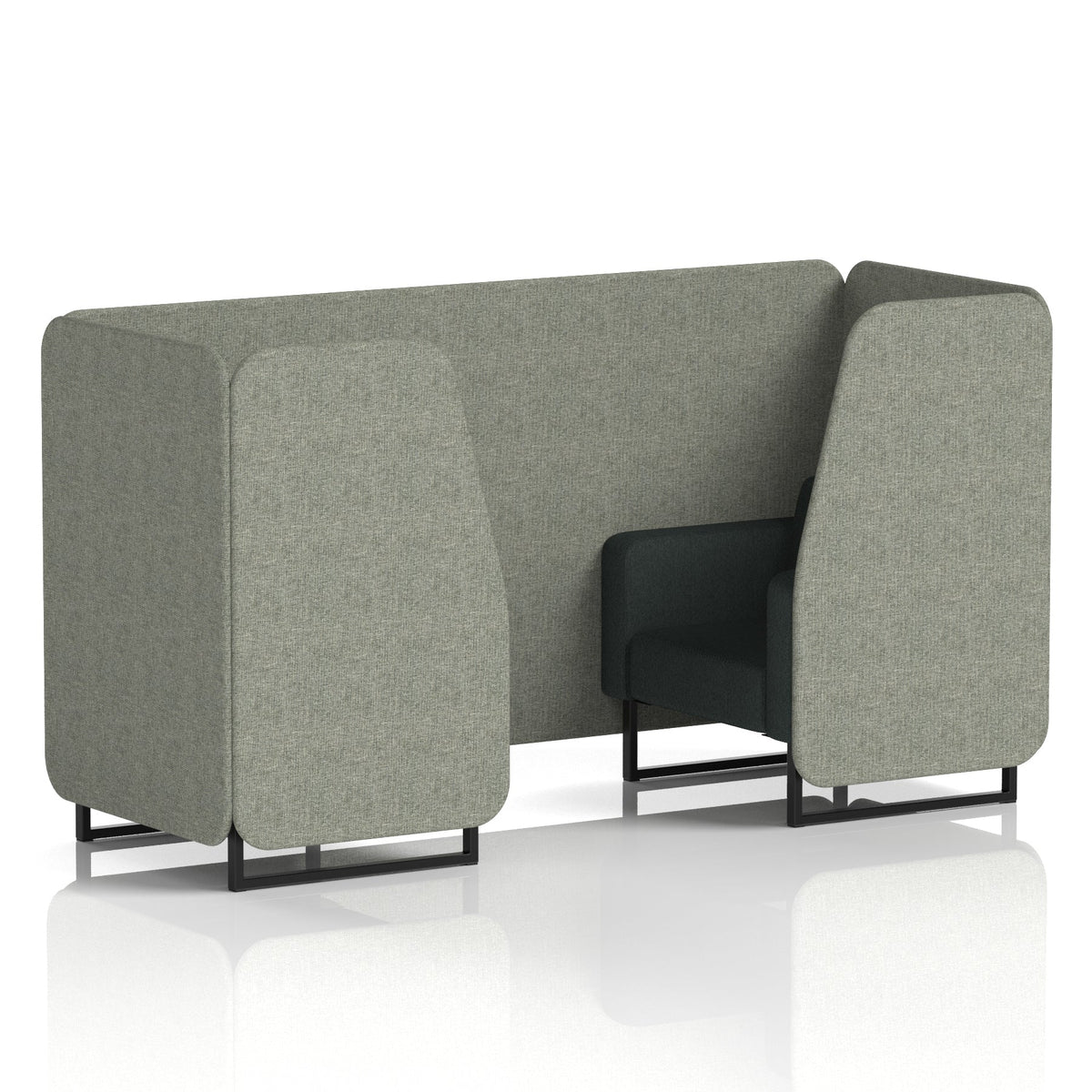 Commercial 2 Seater Privacy Booth – Two Tone – Crib 5 Rivet - Vitreous Panels And Charcoal Sofa Black - Industrious Decor