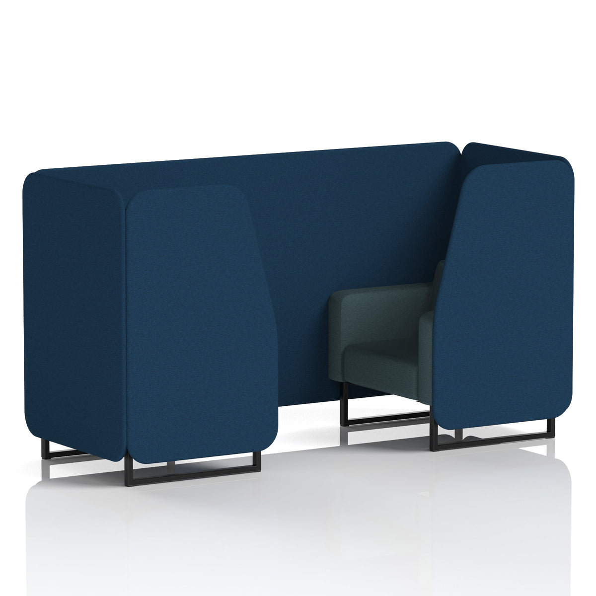 Commercial 2 Seater Privacy Booth – Two Tone – Crib 5 X2 - Calculus Panels And Polygon Sofa Black - Industrious Decor