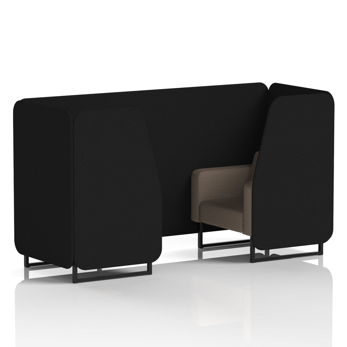 Commercial 2 Seater Privacy Booth – Two Tone – Crib 5 X2 - Diameter Panels And Theory Sofa Black - Industrious Decor