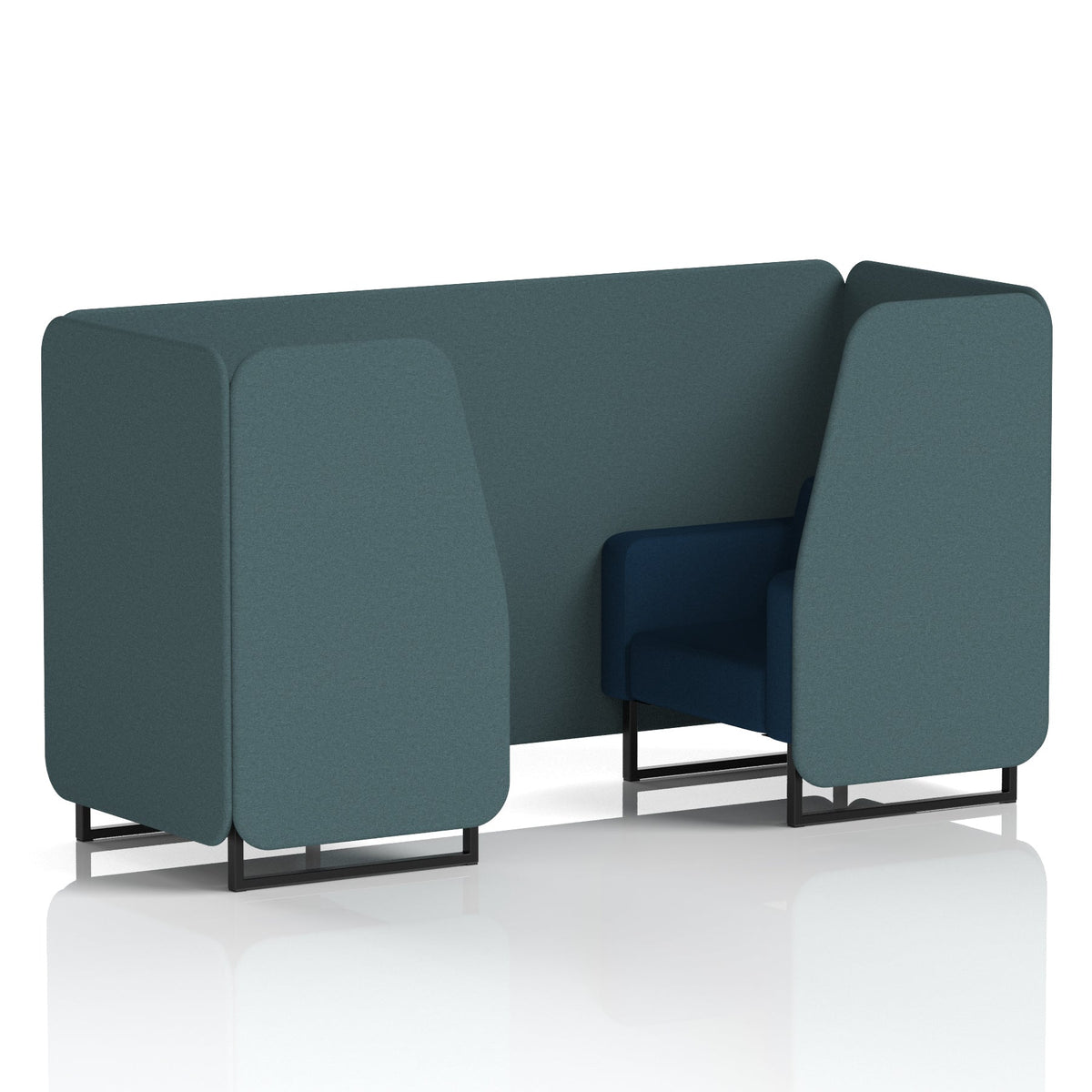 Commercial 2 Seater Privacy Booth – Two Tone – Crib 5 X2 - Polygon Panels And Calculus Sofa Black - Industrious Decor