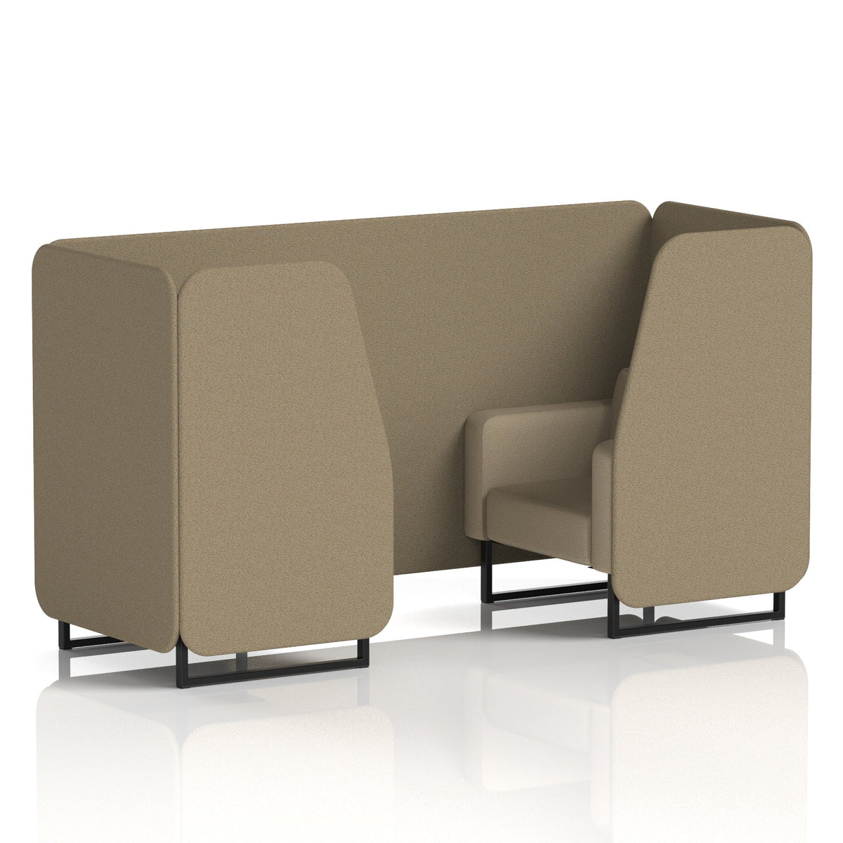 Commercial 2 Seater Privacy Booth – Two Tone – Crib 5 Main Line Flax - Bank Panels And Upminster Sofa Black - Industrious Decor