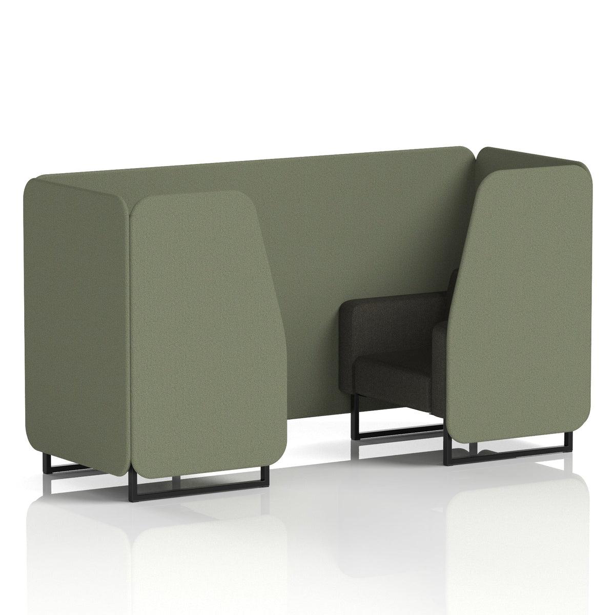 Commercial 2 Seater Privacy Booth – Two Tone – Crib 5 Main Line Flax - Monument Panels And Temple Sofa Black - Industrious Decor