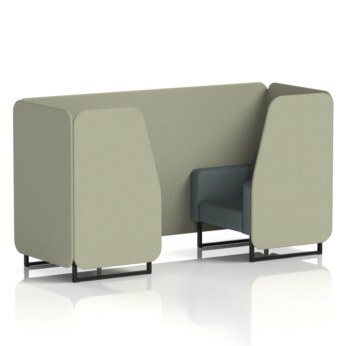 Commercial 2 Seater Privacy Booth – Two Tone – Crib 5 Main Line Flax - Newbury Panels And Westminster Sofa Black - Industrious Decor