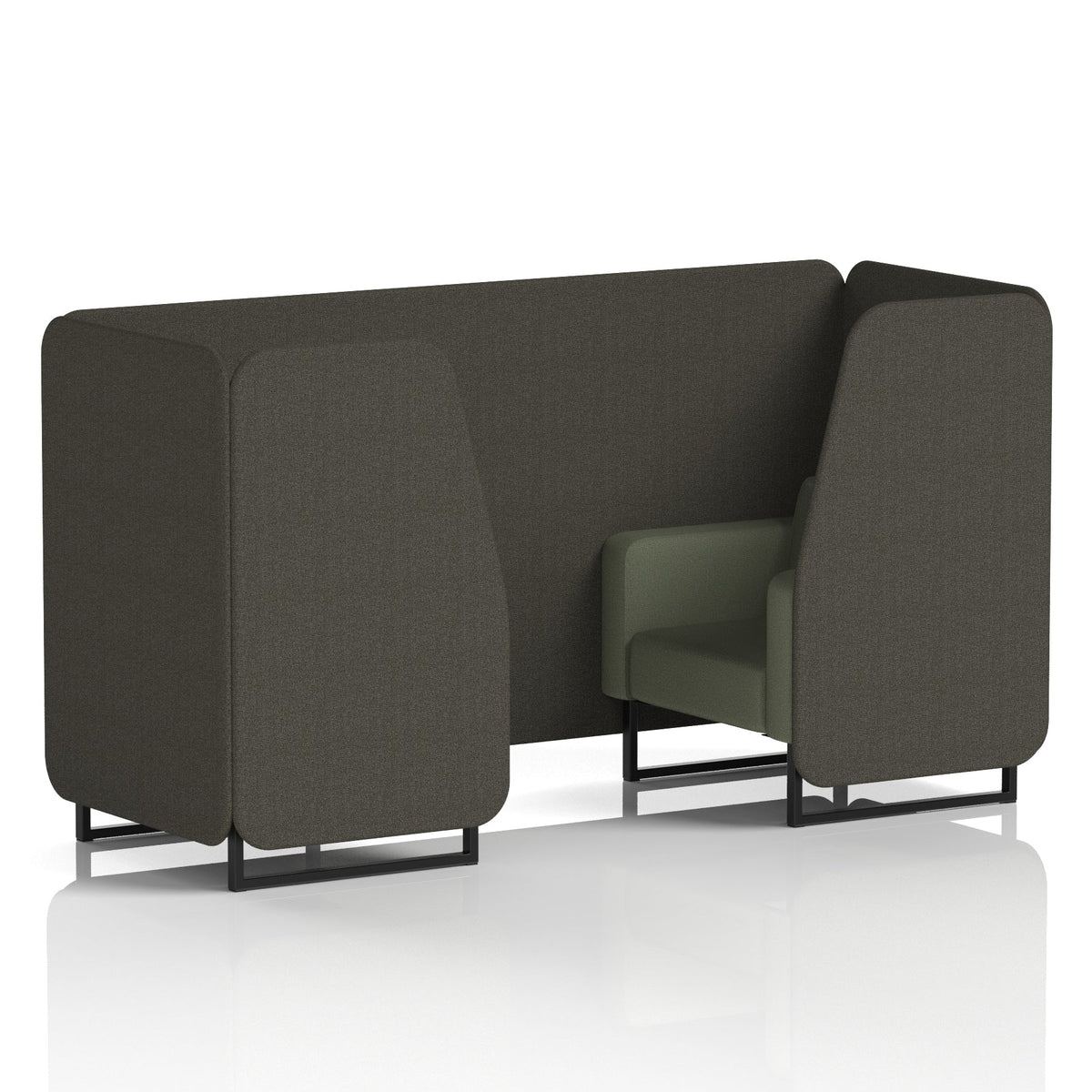 Commercial 2 Seater Privacy Booth – Two Tone – Crib 5 Main Line Flax - Temple Panels And Monument Sofa Black - Industrious Decor