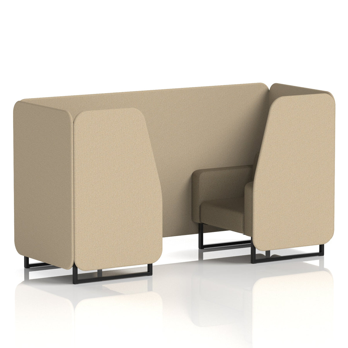Commercial 2 Seater Privacy Booth – Two Tone – Crib 5 Main Line Flax - Upminster Panels And Bank Sofa Black - Industrious Decor