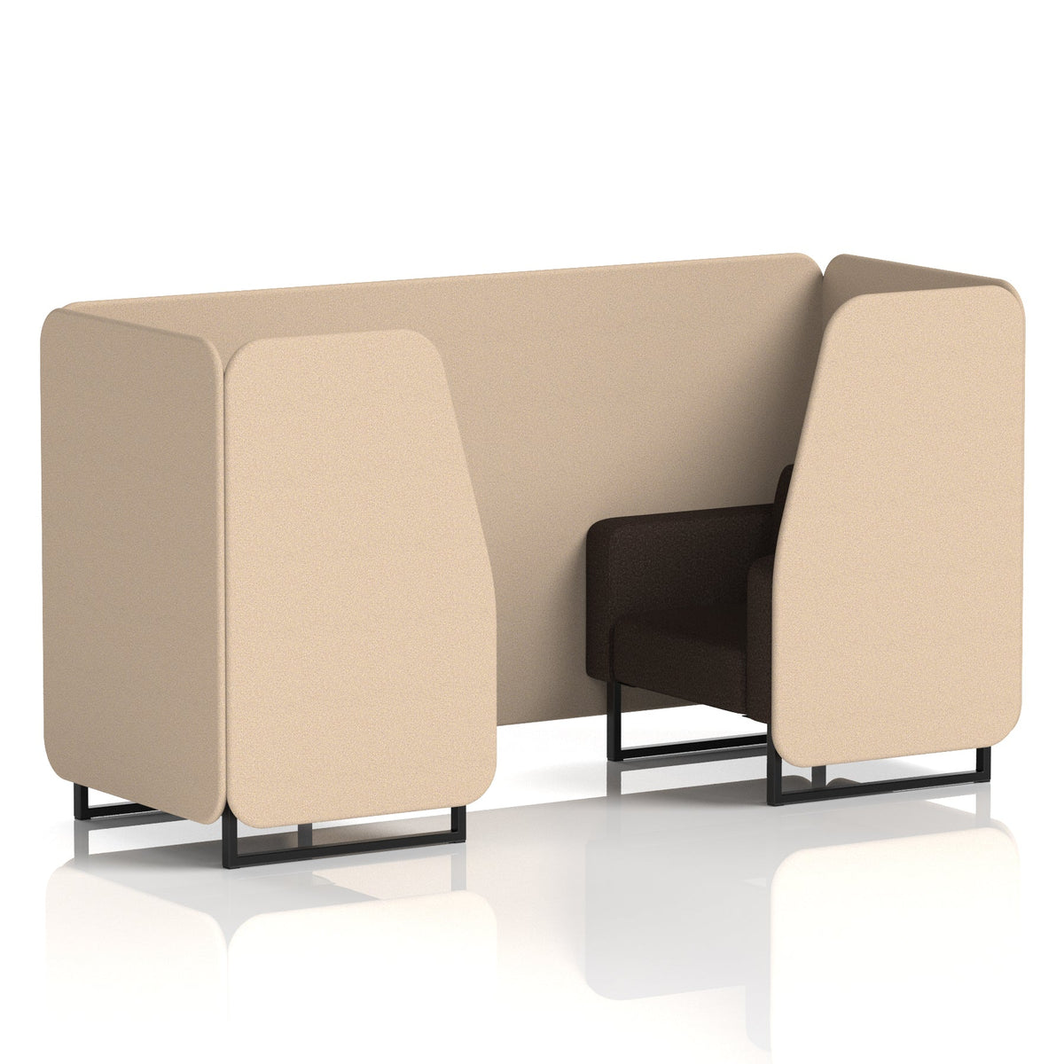 Commercial 2 Seater Privacy Booth – Two Tone – Crib 5 Synergy - Affix Panels And Wed Sofa Black - Industrious Decor