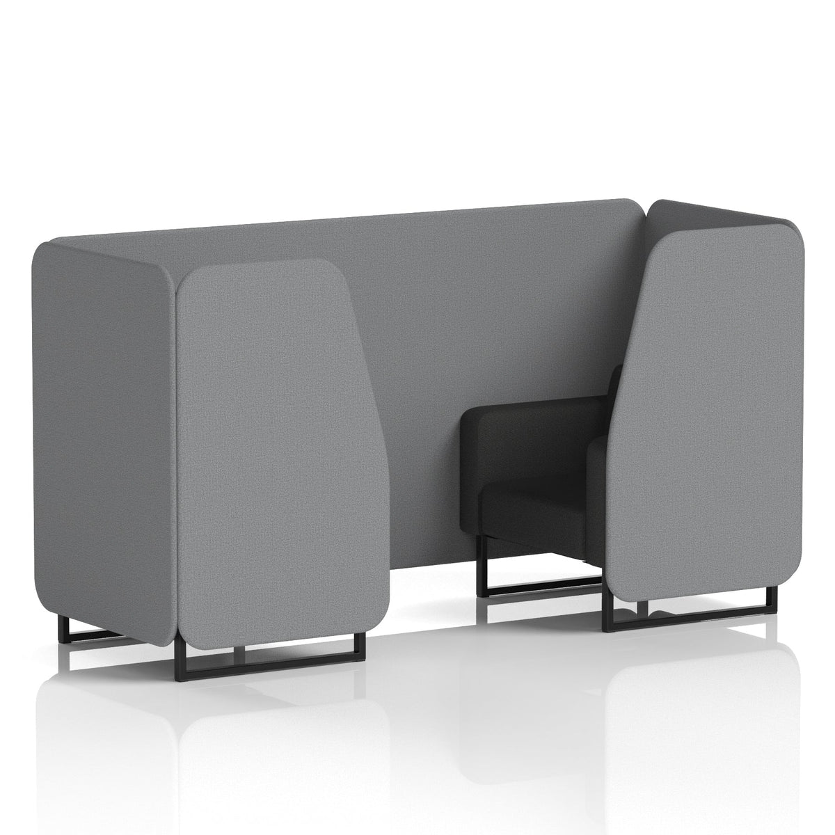 Commercial 2 Seater Privacy Booth – Two Tone – Crib 5 Synergy - Partner Panels And Mix Sofa Black - Industrious Decor