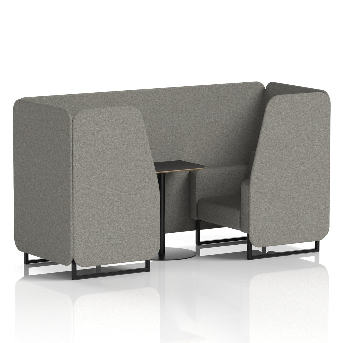 Commercial 2 Seater Privacy Booth with Black Table – Single Tone – Crib 5 X2 - Number Panels And Sofa Black - Industrious Decor