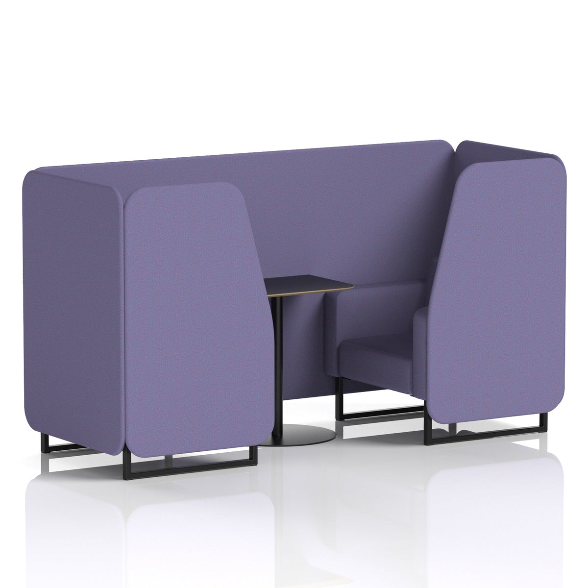 Commercial 2 Seater Privacy Booth with Black Table – Single Tone – Crib 5 Synergy - Order Panels And Sofa Black - Industrious Decor