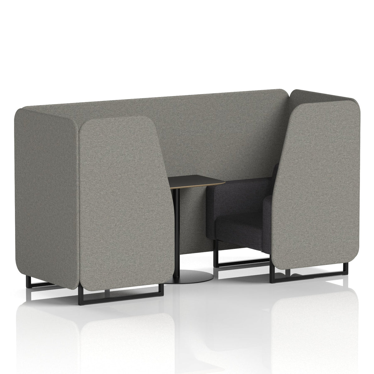 Commercial 2 Seater Privacy Booth with Black Table – Two Tone – Crib 5 X2 - Number Panels And Arithmetic Sofa Black - Industrious Decor