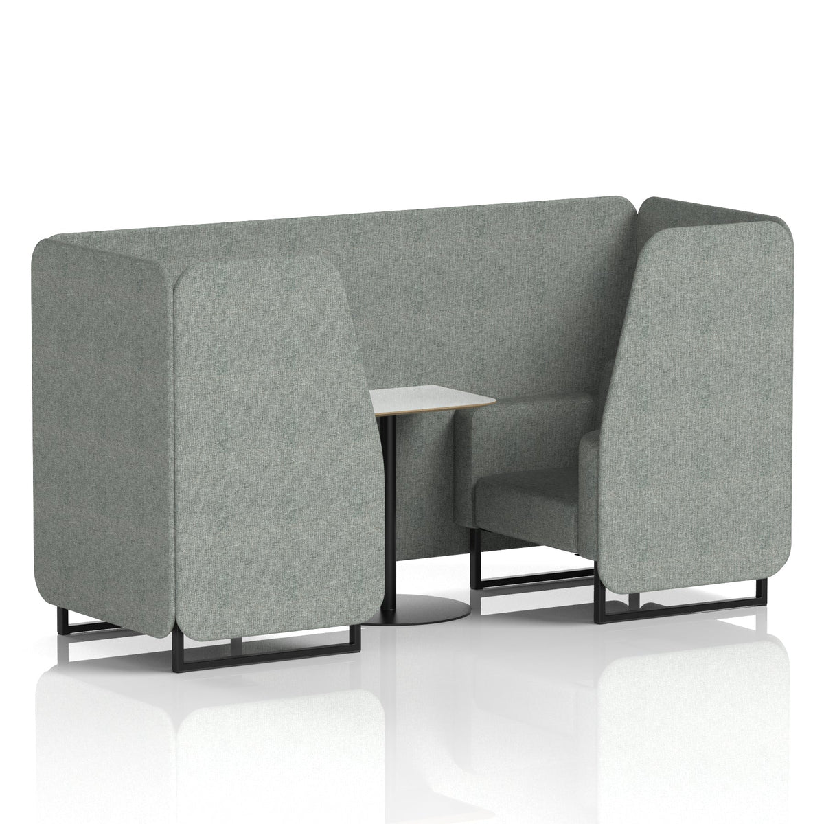 Commercial 2 Seater Privacy Booth with White Table – Single Tone – Crib 5 Rivet - Prime Panels And Sofa Black - Industrious Decor