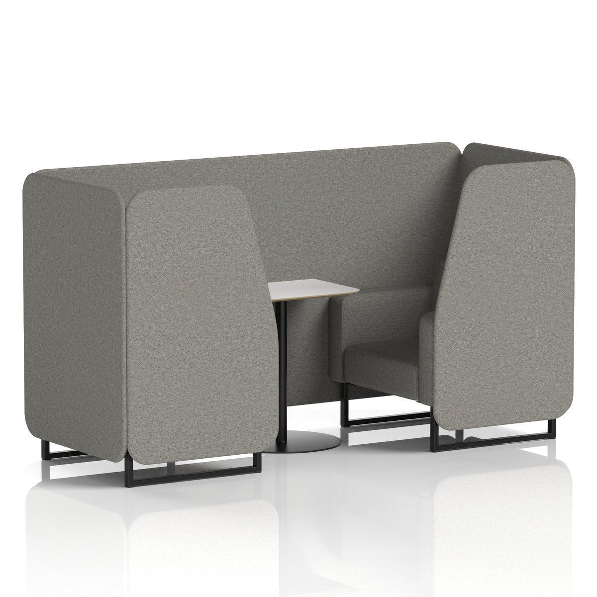Commercial 2 Seater Privacy Booth with White Table – Single Tone – Crib 5 X2 - Number Panels And Sofa Black - Industrious Decor