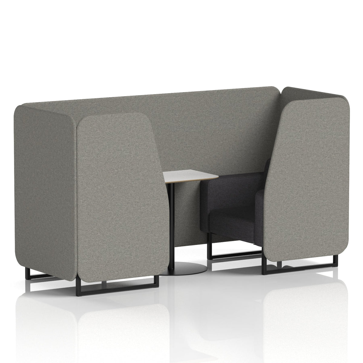 Commercial 2 Seater Privacy Booth with White Table – Two Tone – Crib 5 X2 - Number Panels And Arithmetic Sofa Black - Industrious Decor