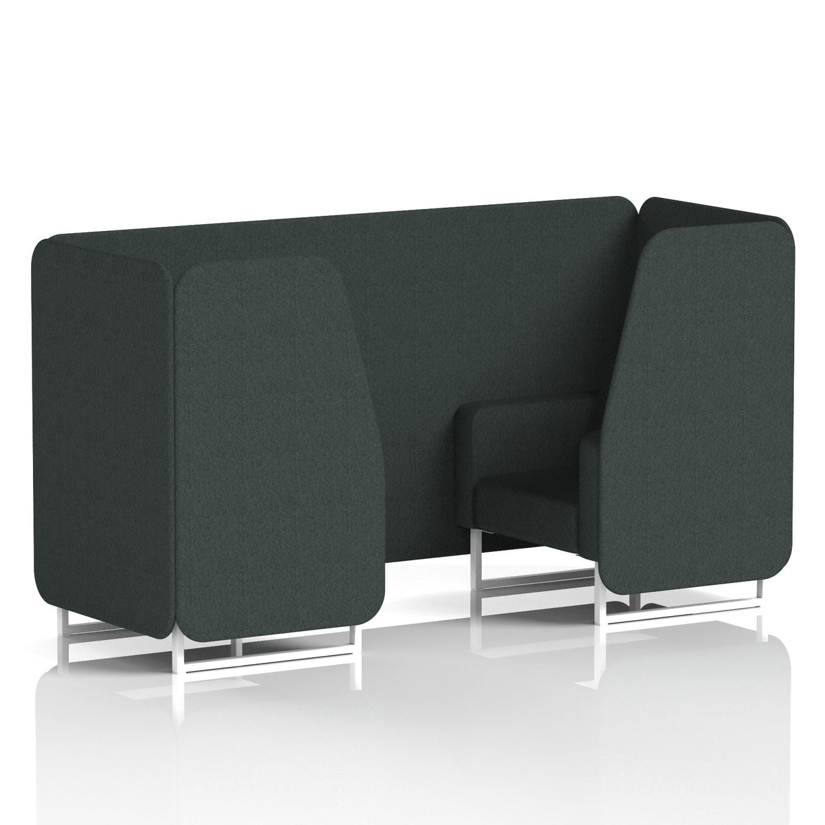 Commercial 2 Seater Privacy Booth – Single Tone – Crib 5 Rivet - Charcoal Panels And Sofa White - Industrious Decor