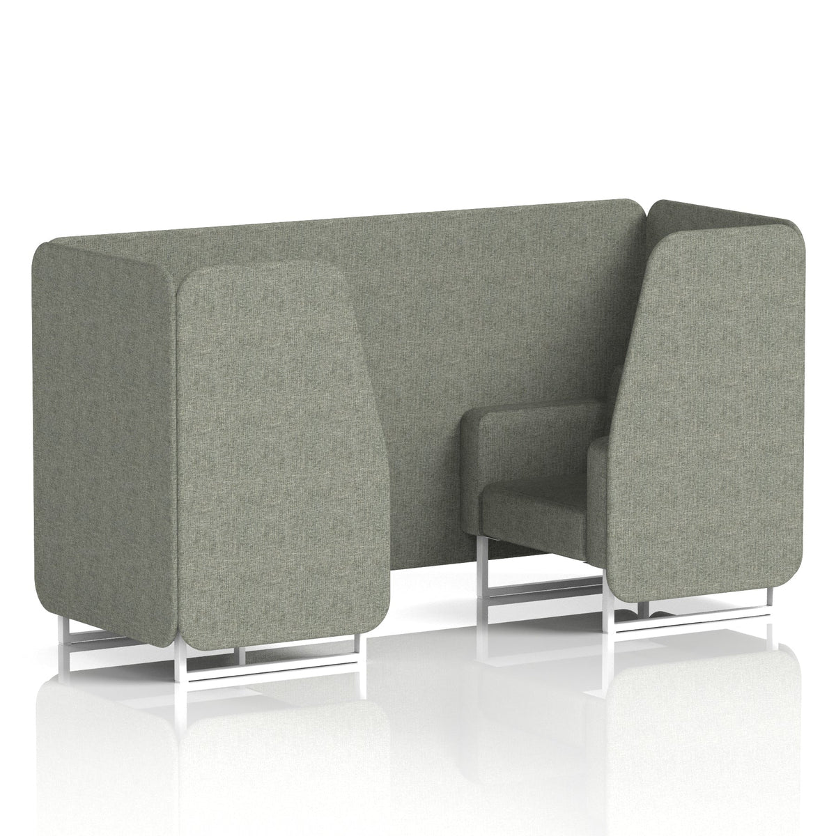 Commercial 2 Seater Privacy Booth – Single Tone – Crib 5 Rivet - Vitreous Panels And Sofa White - Industrious Decor