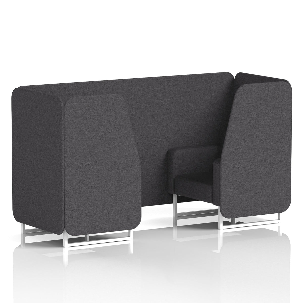 Commercial 2 Seater Privacy Booth – Single Tone – Crib 5 X2 - Arithmetic Panels And Sofa White - Industrious Decor