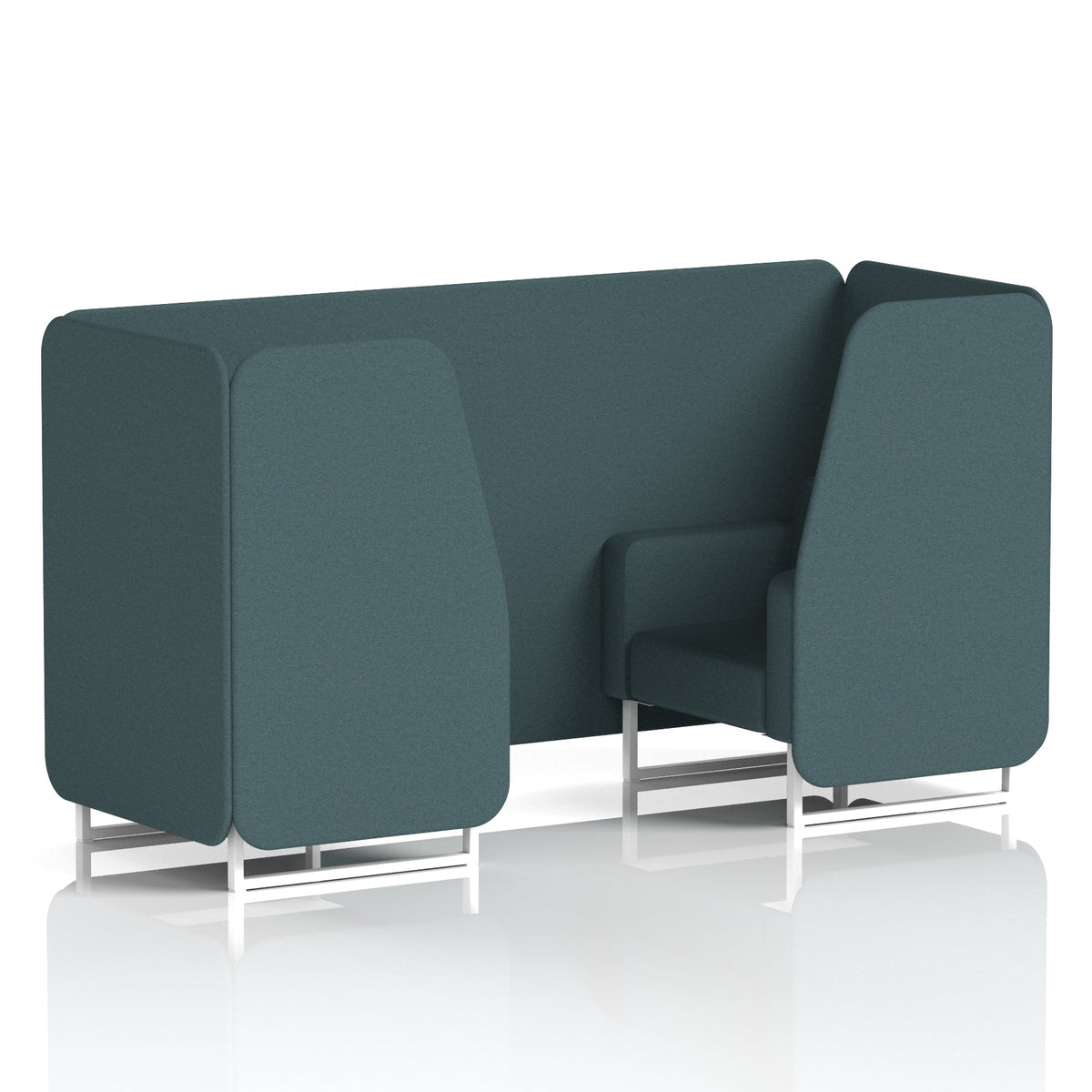 Commercial 2 Seater Privacy Booth – Single Tone – Crib 5 X2 - Polygon Panels And Sofa White - Industrious Decor