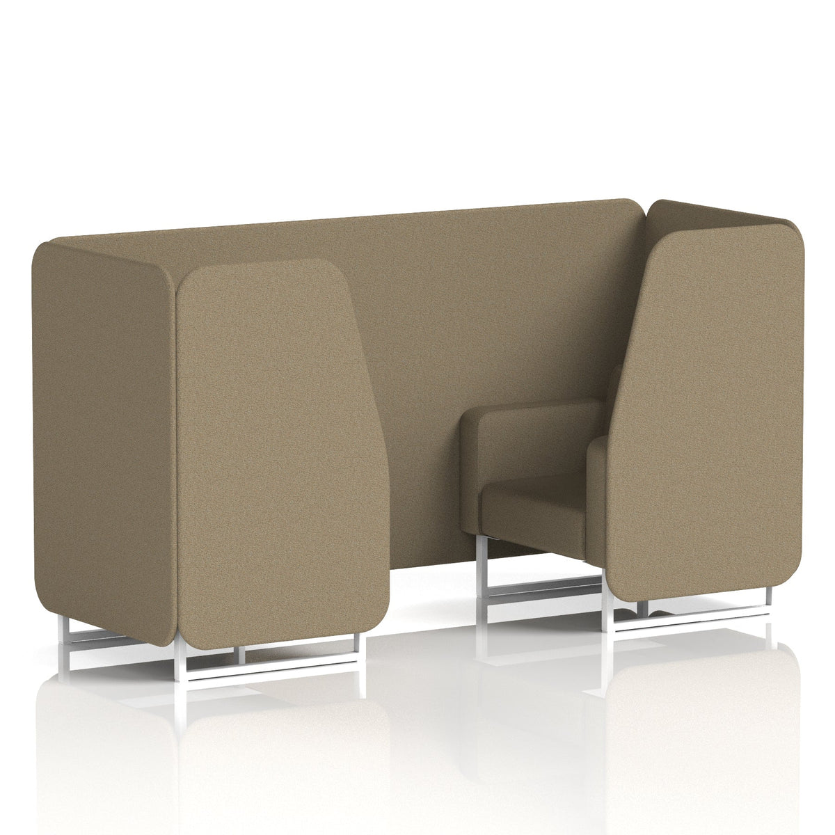 Commercial 2 Seater Privacy Booth – Single Tone – Crib 5 Main Line Flax - Bank Panels And Sofa White - Industrious Decor