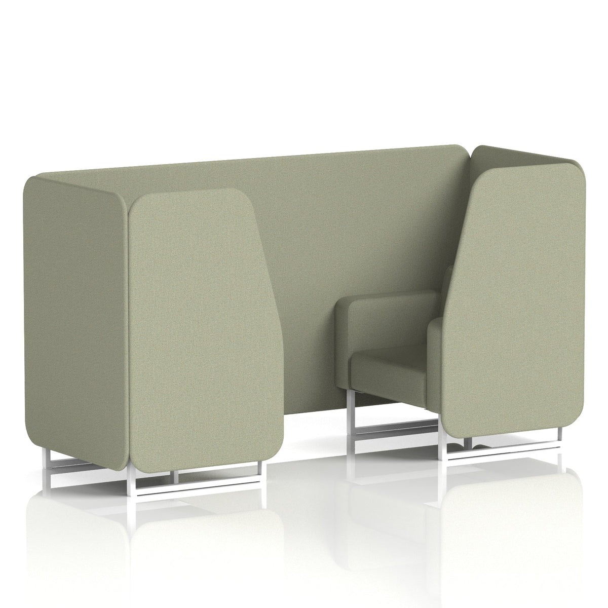 Commercial 2 Seater Privacy Booth – Single Tone – Crib 5 Main Line Flax - Newbury Panels And Sofa White - Industrious Decor
